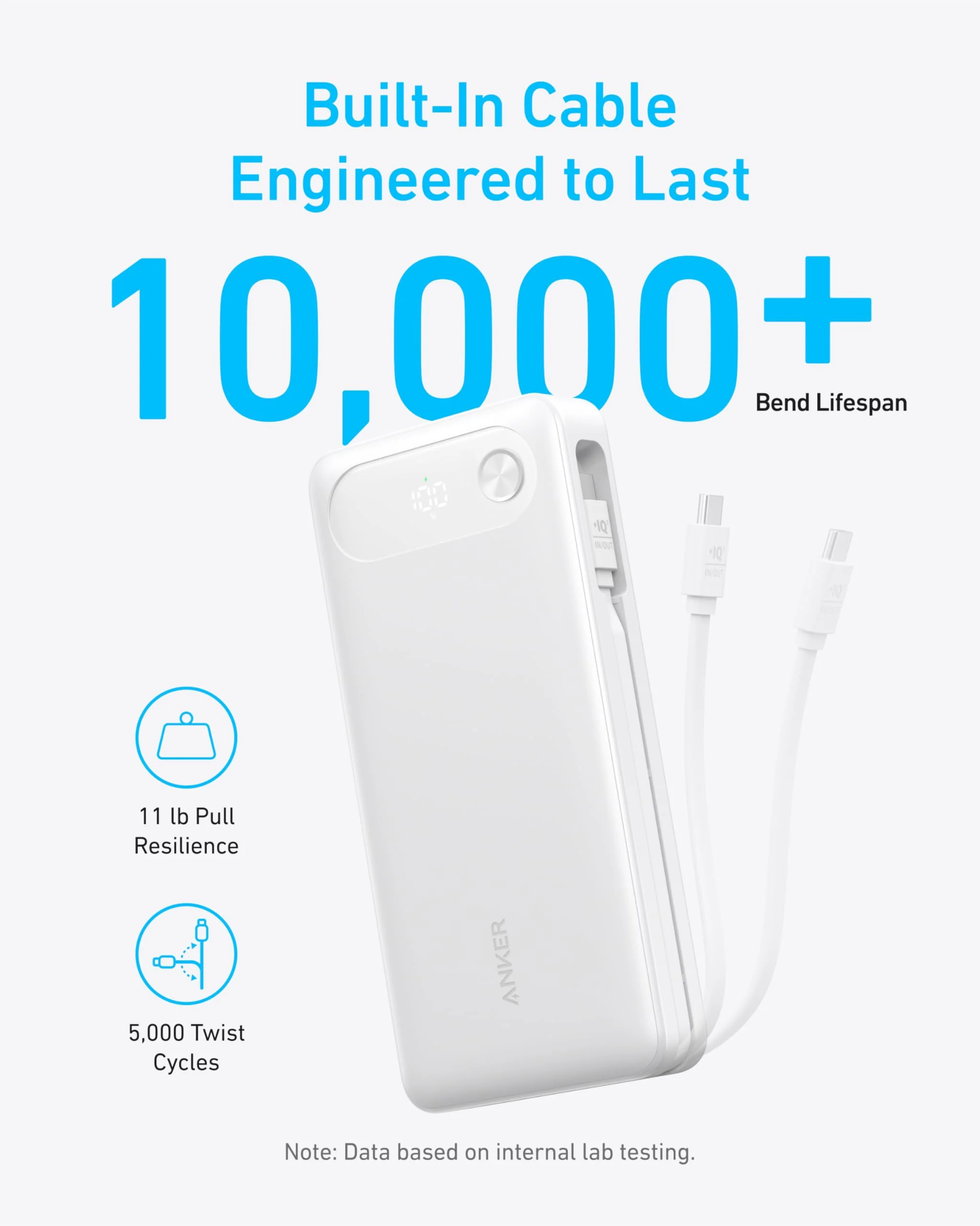 Anker Power Bank (20K, 87W, Built-In USB-C Cable) WM - Image 12