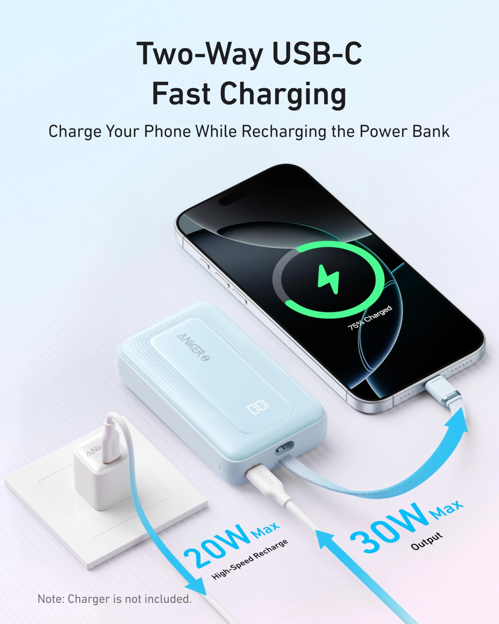 Anker Zolo Power Bank (10K, 30W) with a 5.4-inch (13.7 cm) built-in USB-C cable. - Image 26