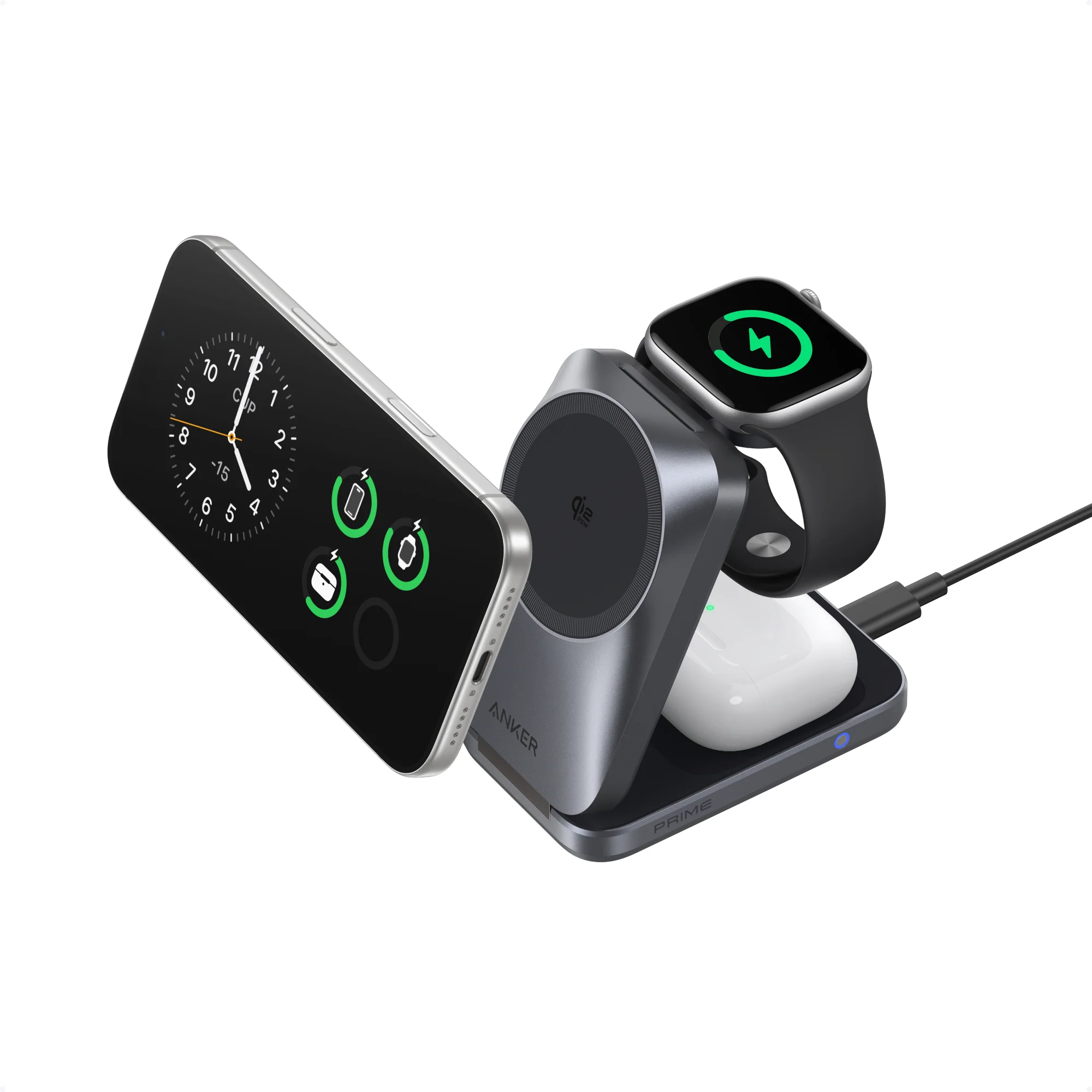 Anker Prime Wireless Charging Station (3-in-1, MagGo, AirCool, Foldable) and Anker Prime USB-C to USB-C Cable (240W, Upcycled-Braided) - Image 3