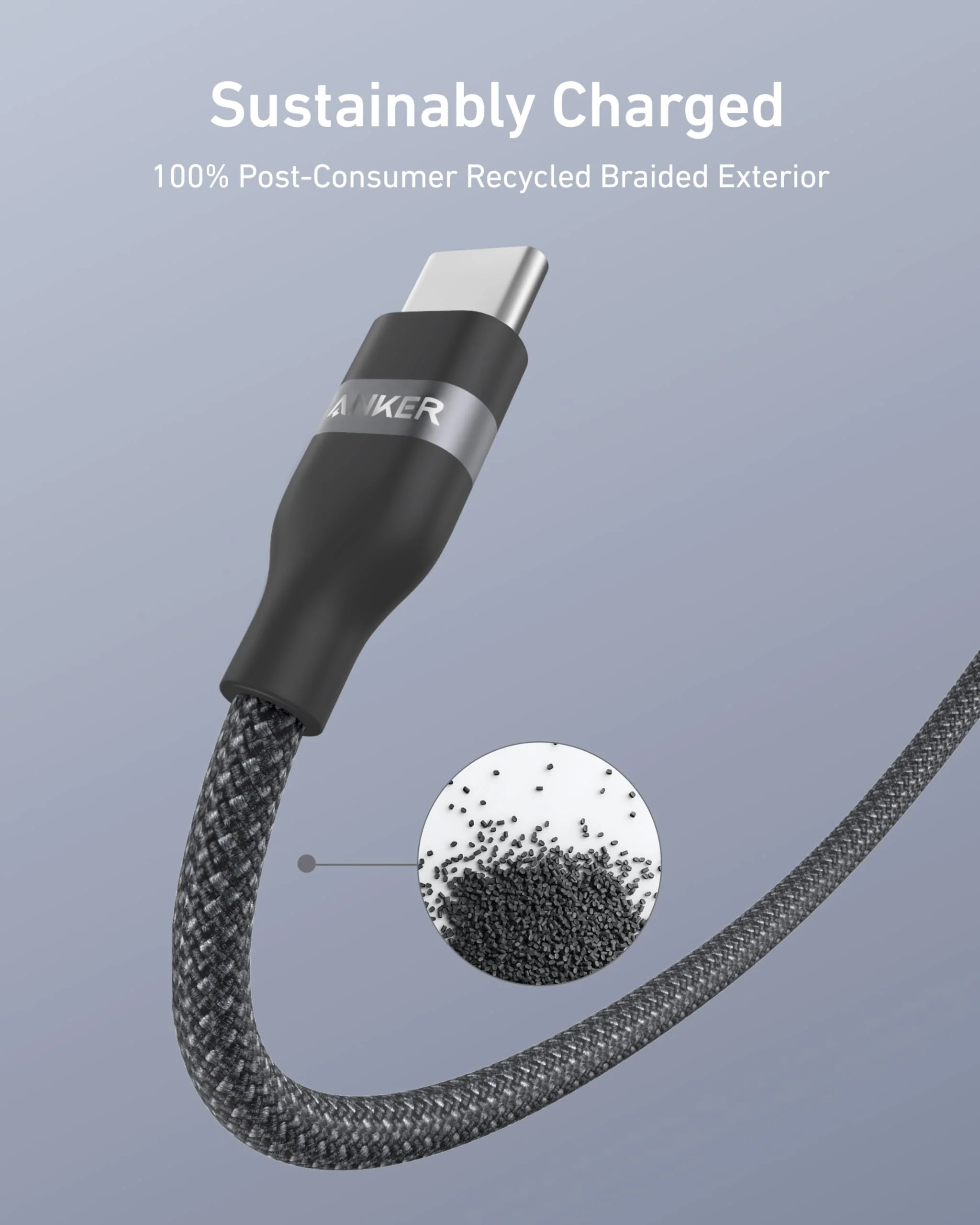Anker USB-A to USB-C Cable (6 ft, Upcycled-Braided) 2-Pack - Image 4