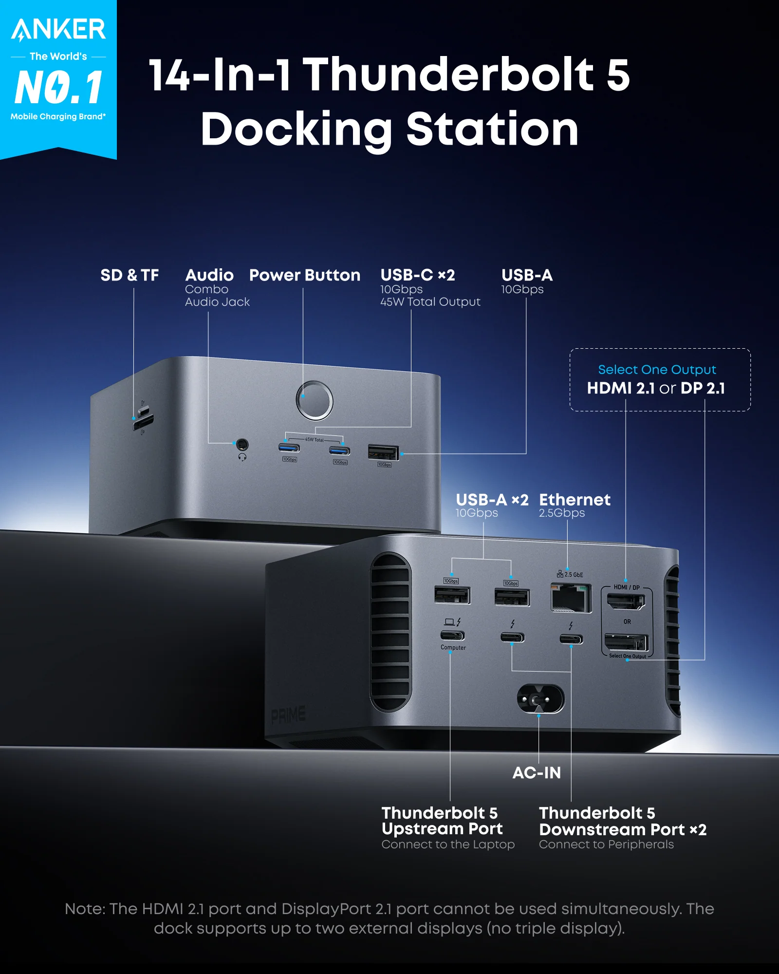 Anker Prime TB5 Docking Station (14-in-1, 8K, Thunderbolt 5 ) WM - Image 2