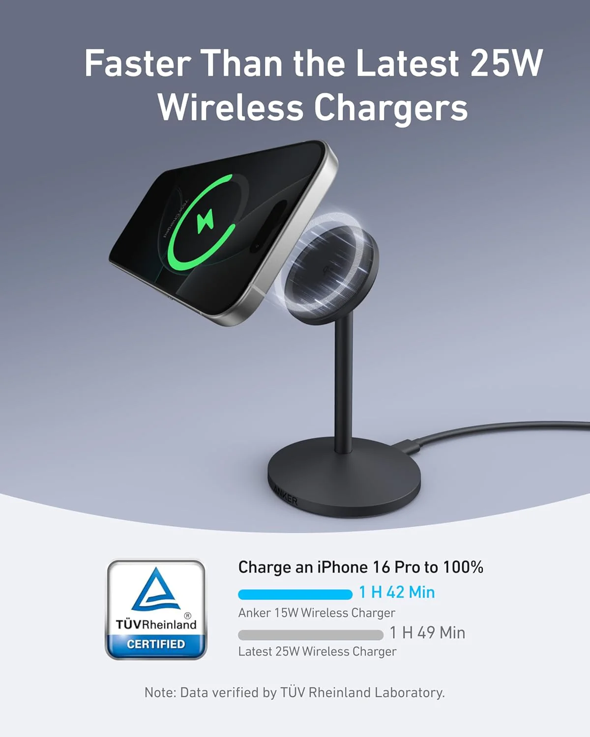 Anker MagGo iPhone 17 MagSafe Charger Compatible Stand (Qi2 15W,With Adapter) - Image 2