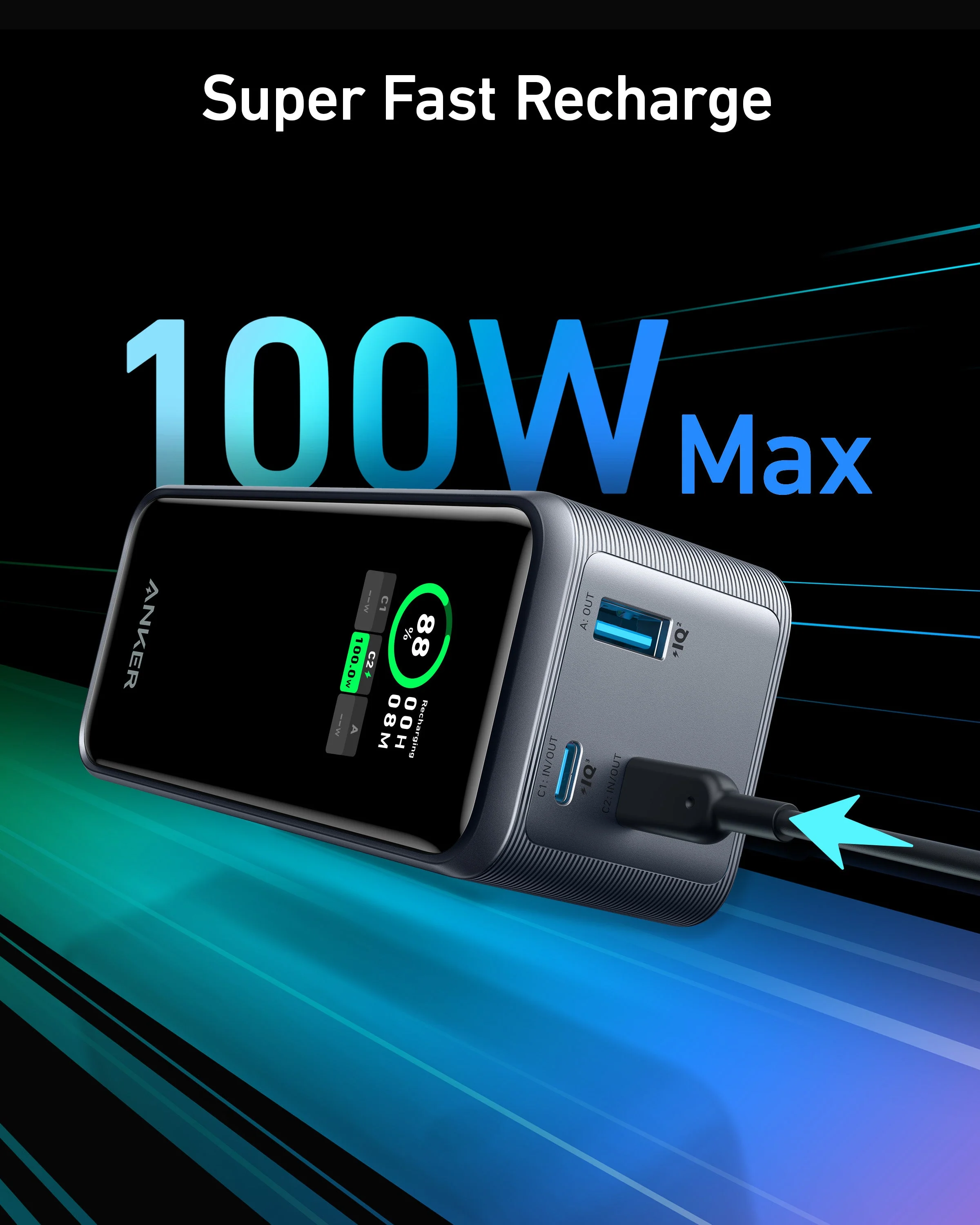Anker Prime Power Bank (20K, 200W) and Anker 140W 2-in-1 USB-C to USB-C Cable - Image 4