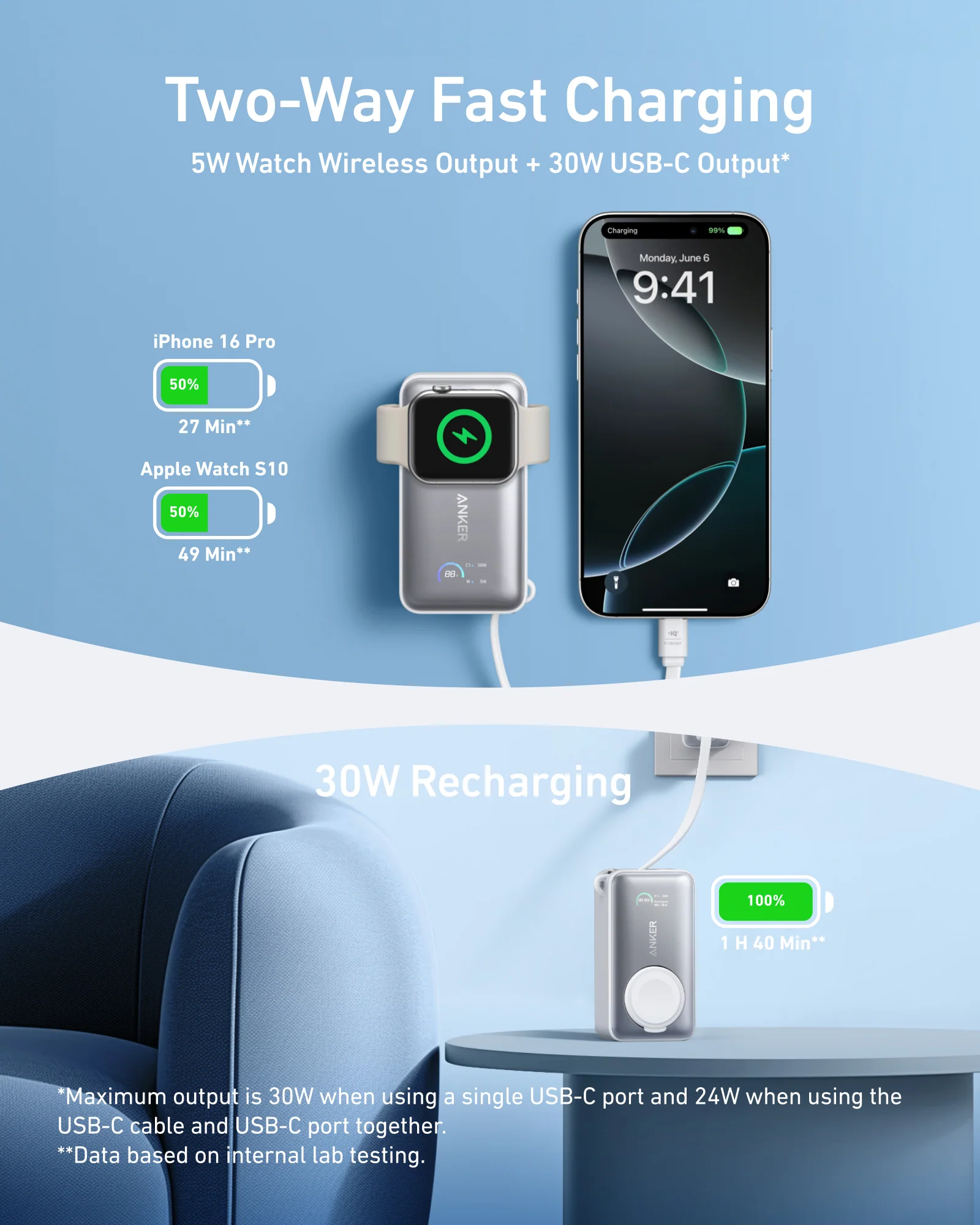 Anker MagGo Power Bank (10K, 35W, For Apple Watch) and Anker Nano Charger (35W, Built-In Retractable USB-C Cable) - Image 4