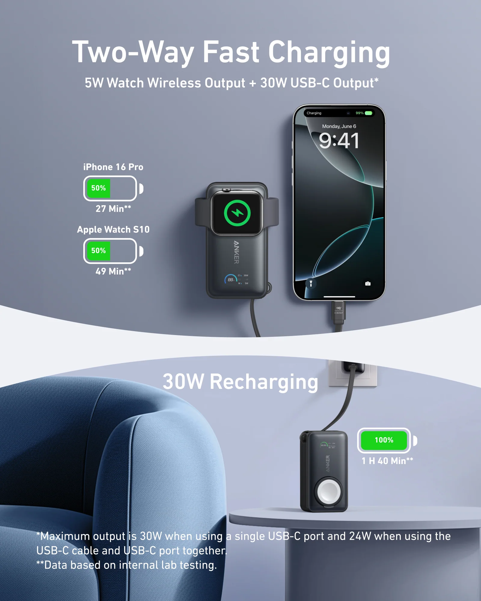 Anker MagGo Power Bank (10K, 35W, For Apple Watch) and Anker Nano Charger (45W, Smart Display, 180° Foldable) - Image 4