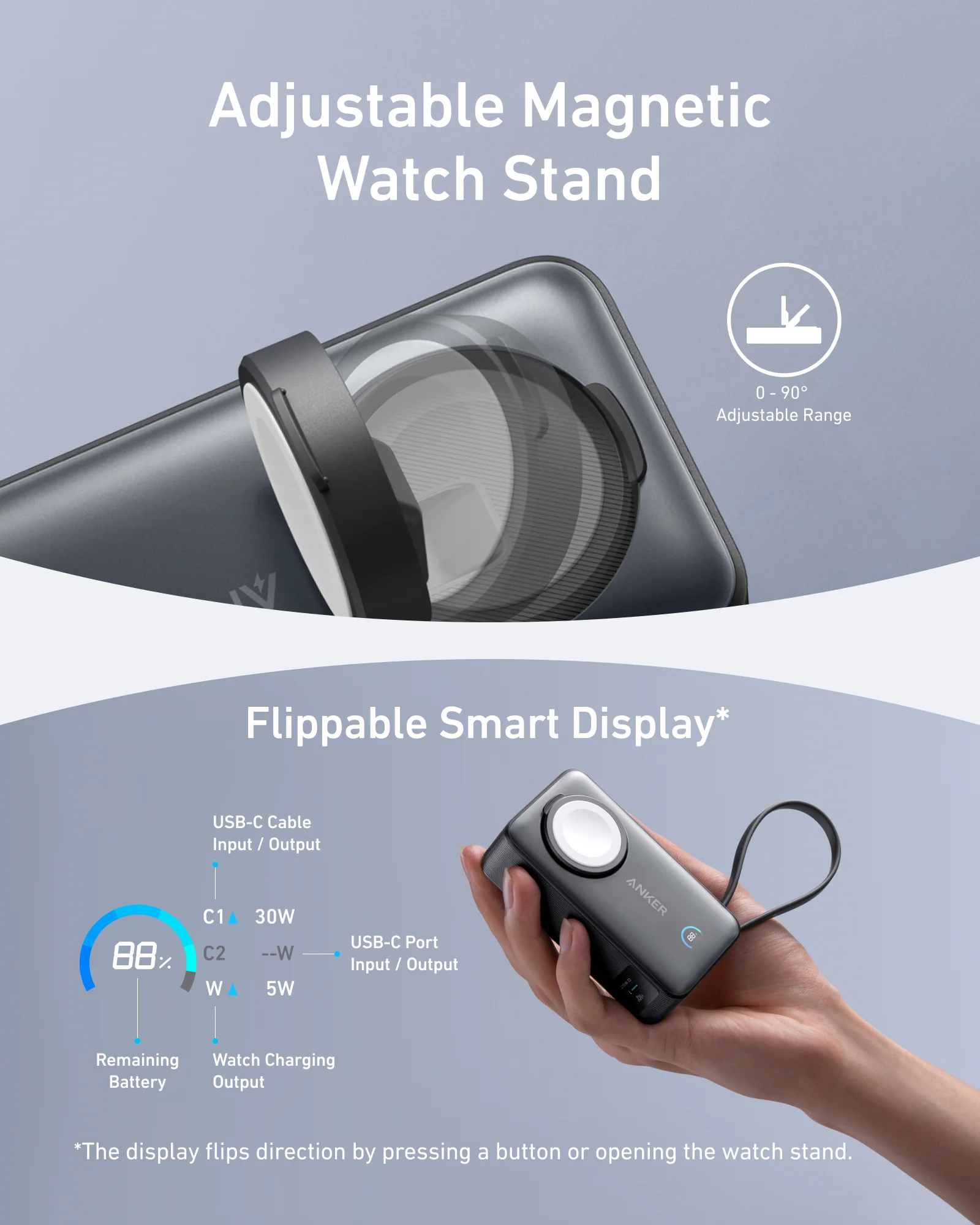 Anker MagGo Power Bank (10K, 35W, For Apple Watch) and Anker Nano Charger (45W, Smart Display, 180° Foldable) - Image 6