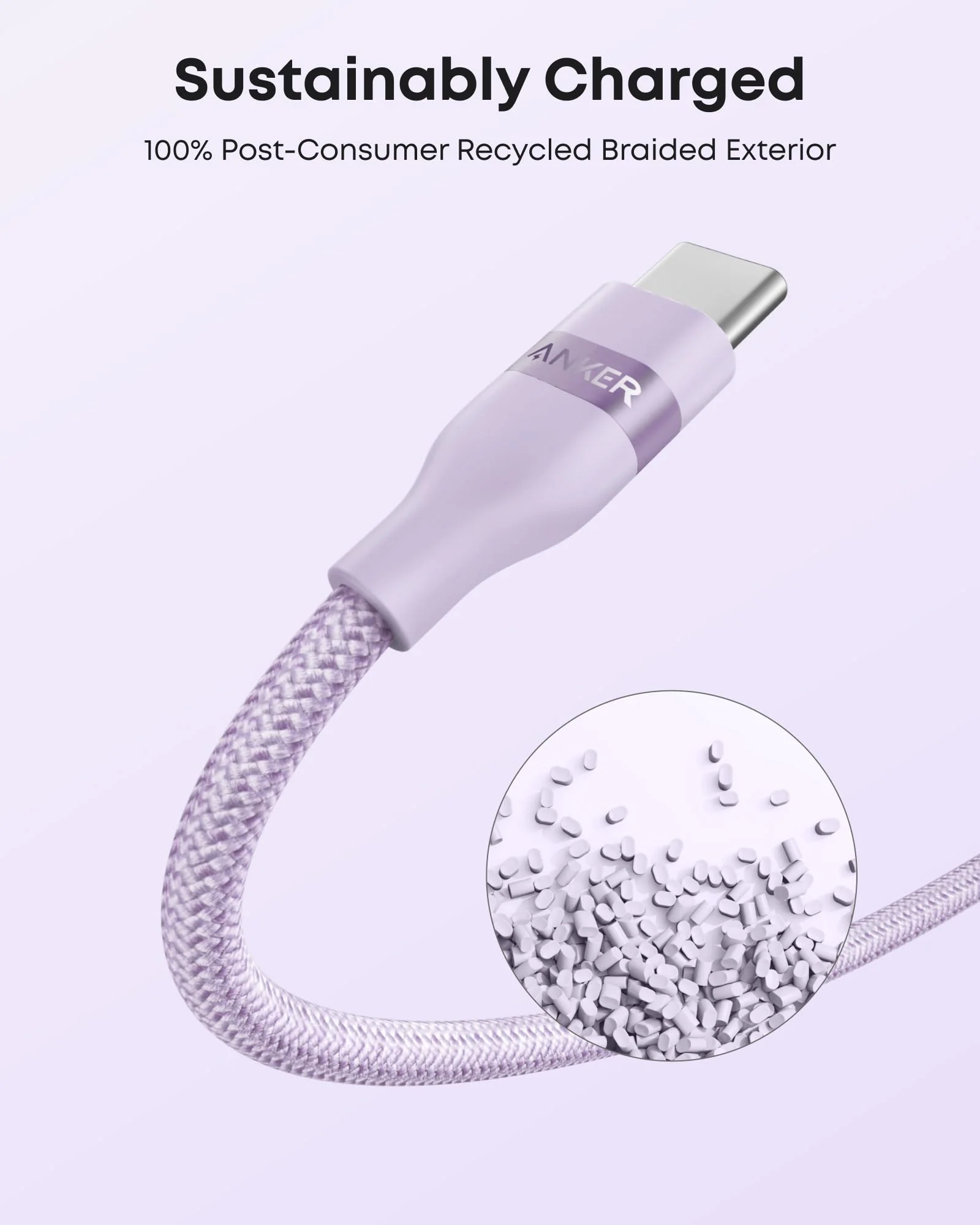 Anker USB-A to USB-C Cable (Upcycled-Braided, 2 Pack, Violet) - Image 19