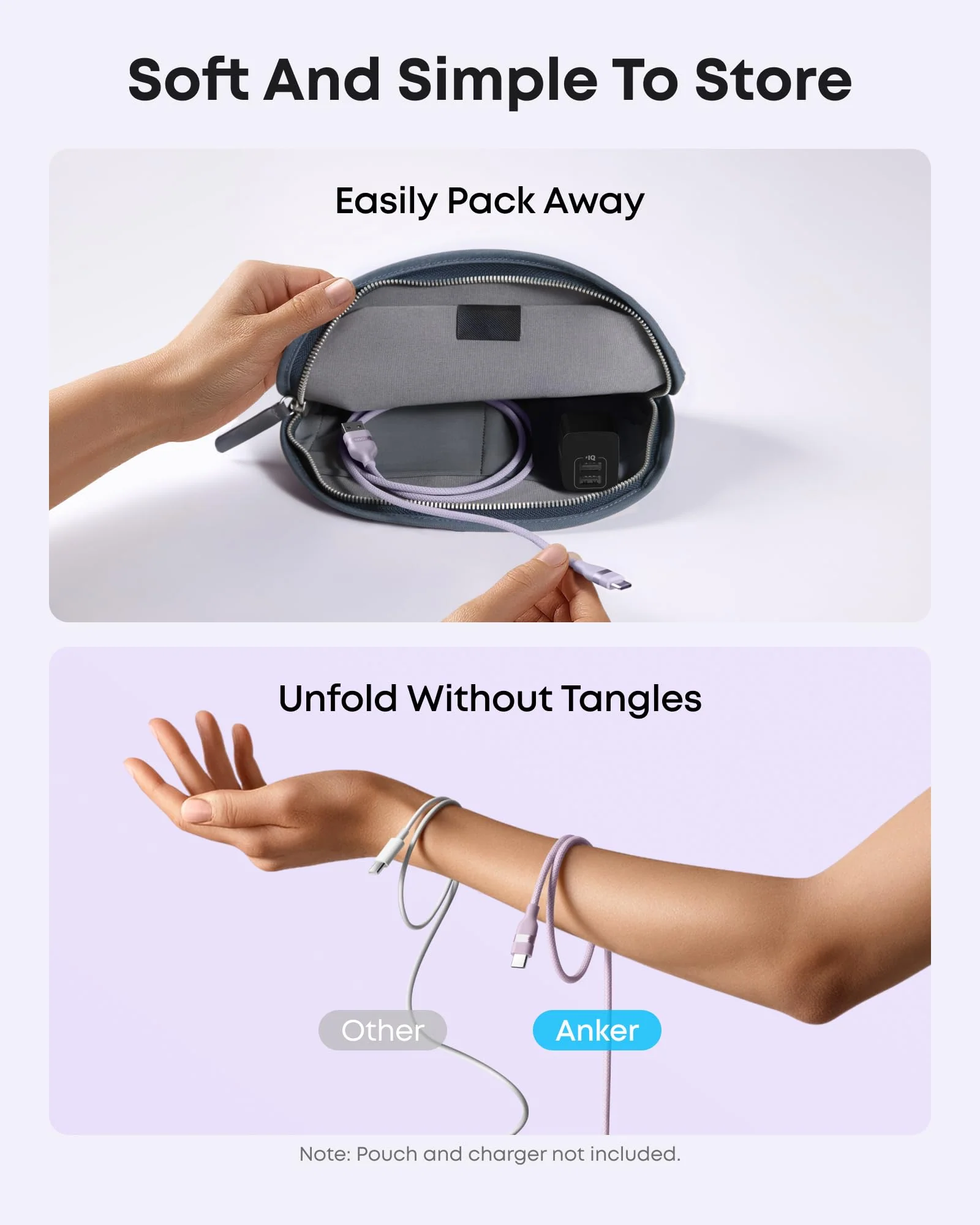 Anker USB-A to USB-C Cable (Upcycled-Braided, 2 Pack, Violet) - Image 3